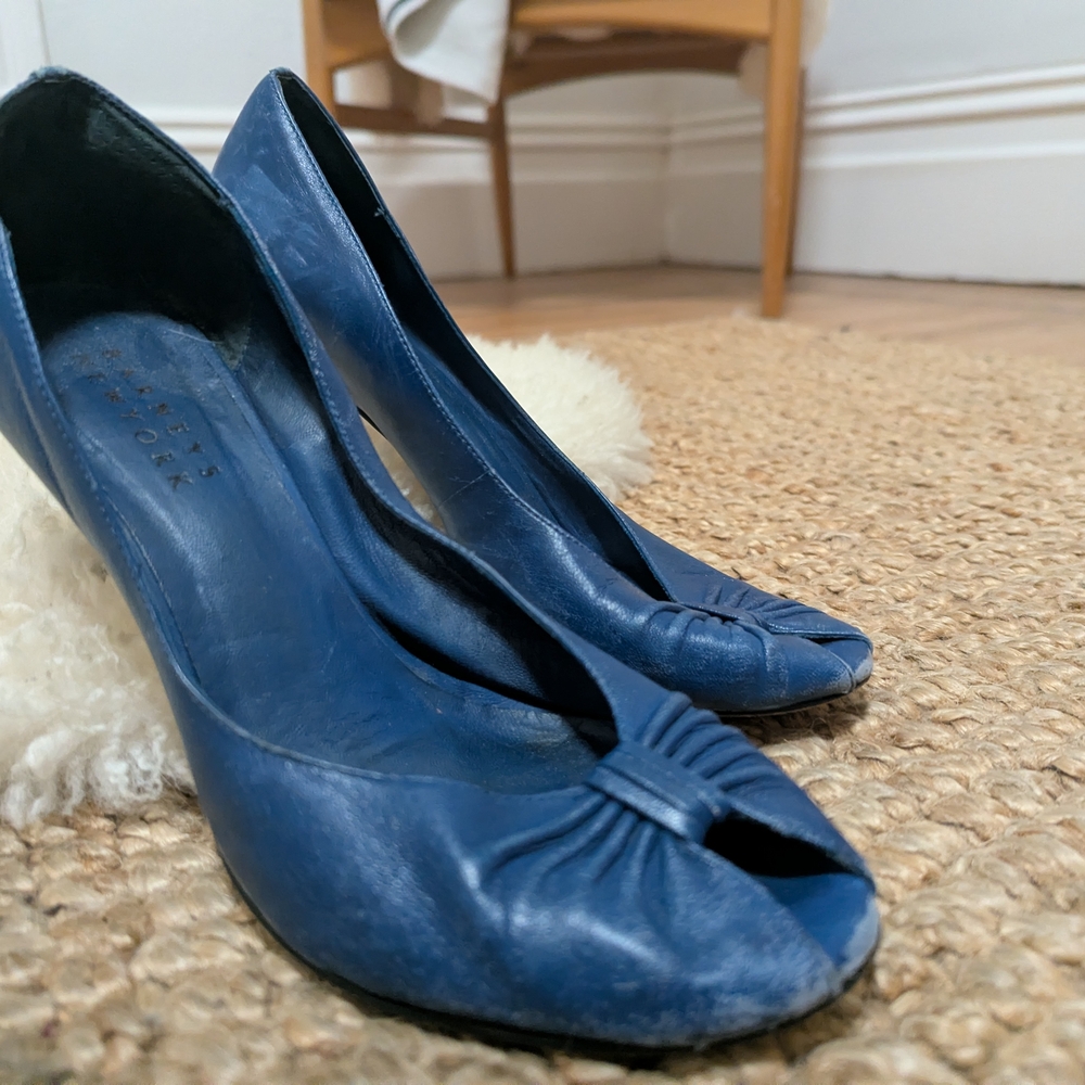 Blue Peep-Toe Pumps